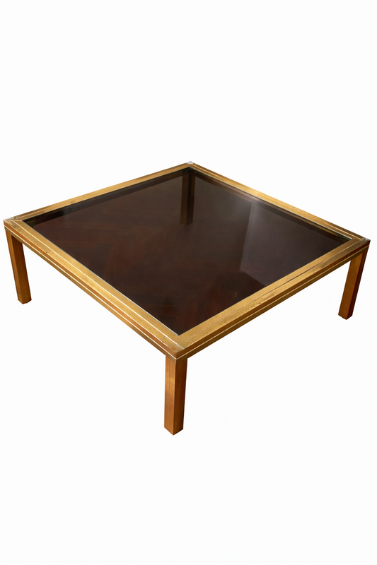 Tavolino da salotto in vetro e ottone – anni ’70