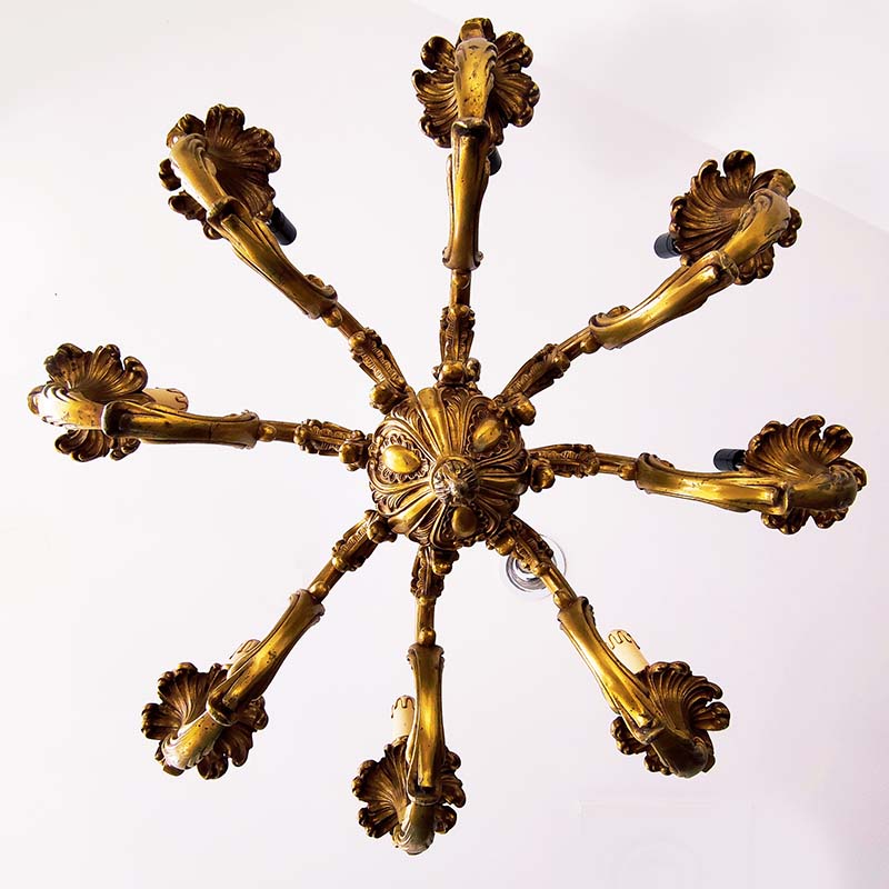 Lampadario di bronzo in stile Luigi XV