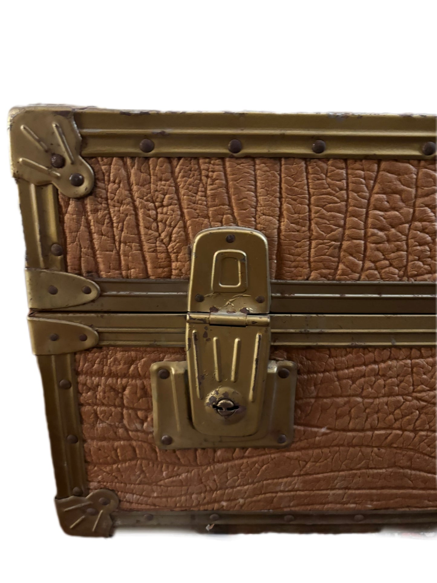 Valigia vintage rigida con rivestimento effetto pelle